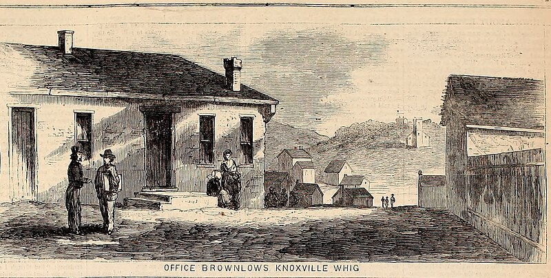 File:Office Brownlow's Knoxville Whig - The War in Tennessee - Views at Knoxville and Vicinity - Theodore R. Davis - Harper's Weekly 1864-04-09.jpg