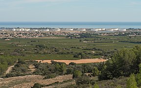 The GDH oil depot in Frontignan, Hérault, France. From Northwest in 2013.