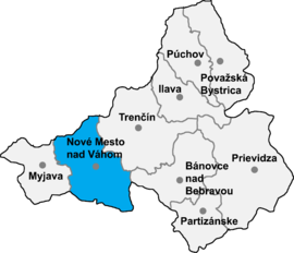 Poloha okresu Nové Mesto nad Váhom v Trenčianskom kraji (klikacia mapa)