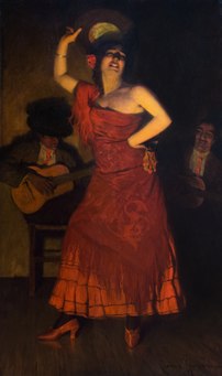 Olé !, huile sur toile de Clarence Gagnon (1906, Musée national des beaux-arts du Québec). (définition réelle 3 278 × 5 526)