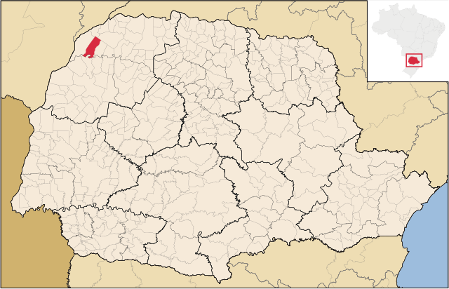 Localização de Santa Cruz de Monte Castelo no Paraná