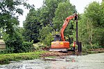 Thumbnail for File:Pile driving along the riverbank at Bourne, Lincolnshire - geograph.org.uk - 4372290.jpg