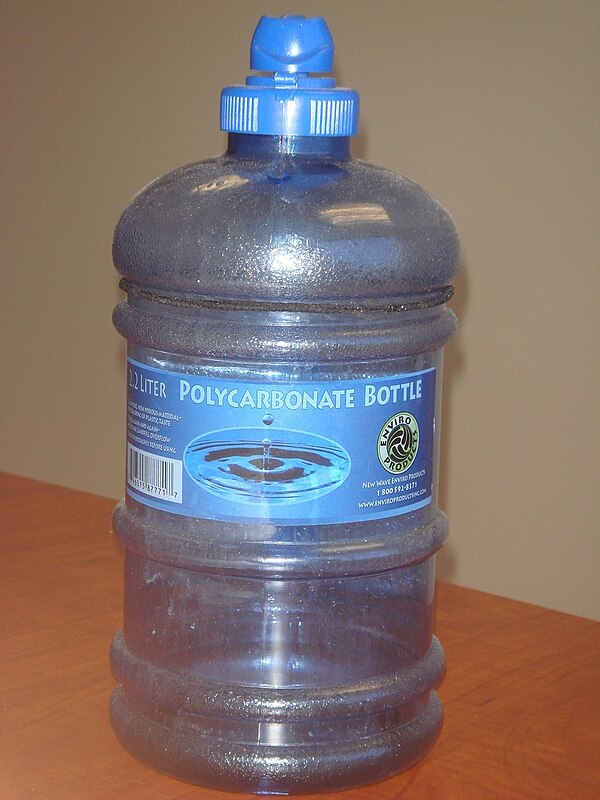 A bottle made from polycarbonate