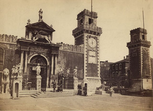 Entrance to the Arsenal ca. 1860–70. Photo by Venetian photographer Carlo Ponti