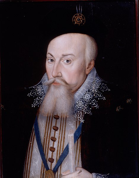 Robert Dudley, 1st Earl of Leicester, Lord Steward 1587–1588, holding the white staff of his office