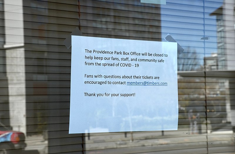 File:Providence Park box office notice - closed due to COVID-19 epidemic, 3-16-2020.jpg