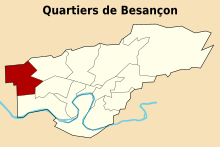 Location of Planoise in Besançon