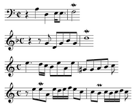 A sample of fugal themes from Raison's Premier livre d'orgue (click the image for details) (Source: Wikimedia)