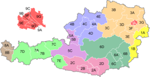 Mapa regionálních a zemských volebních obvodů