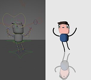 A frame of animation before and after rendering Rendering Side-by-side.jpg