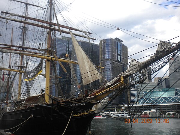The James Craig, a 19th-century ship. It is available to tour with a museum ticket.