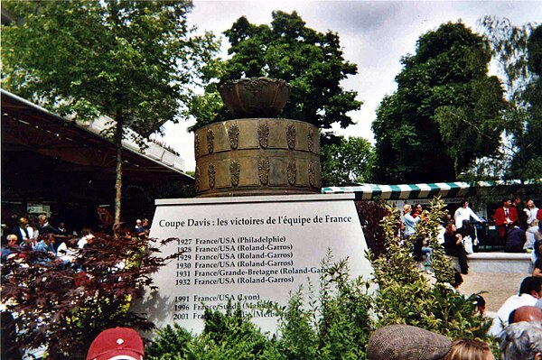 Monument to French Davis Cup successes at Stade Roland Garros.