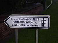 Distinctive sign seen throughout France and Belgium when indicating location of a German War Cemetery.