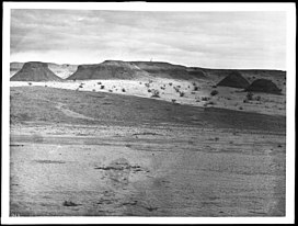 Salton Sea view of Superstition Mountain and Indian dwellings, ca.1900 (CHS-1964).jpg