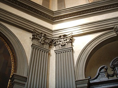 Detail of the classical pilasters of the Sacristy