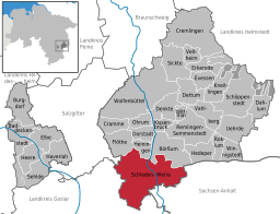 Läget för kommunen Schladen-Werla i Landkreis Wolfenbüttel