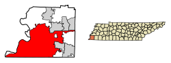Shelby County Tennessee Incorporated and Unincorporated areas Memphis Highlighted 4748000.svg