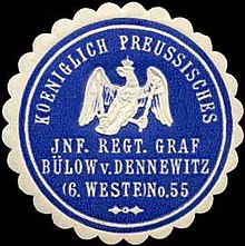 Siegelmarke Koeniglich Preussisches Infanterie Regiment Graf Bülow von Dennewitz (6. Westfälisches) No. 55 W0238001.jpg