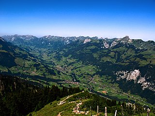 Simmental alpine valley in Switzerland