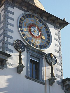 Sion astronomical clock Astronomical clock at the town hall of Sion in the canton of Valais, Switzerland