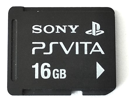 The proprietary PlayStation Vita memory card (16 GB version)