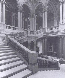 The grand central staircase of Dorchester House Staircase Dorchester House.jpg