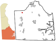 Sussex County Delaware áreas incorporadas e não incorporadas Greenwood realçado.