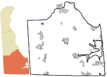 Sussex County Delaware birleşik ve tüzel kişiliğe sahip olmayan alanlar Greenwood vurgulanmıştır.svg