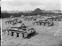 Covenanter tanks of the Fife and Forfar Yeomanry, 9th Armoured Division, on parade at Guisborough in Yorkshire, 19 August 1941. The British Army in the United Kingdom 1939-45 H12976.jpg