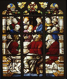 Les disciples dans la salle haute, vitrail, Anvers (1535-1550)