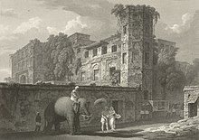 The Bara Katra, Dhaka (1823) by Charles D'Oyly. The Great Kuttra, Dhaka (1823).jpg