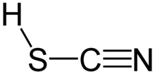 Formule schématique de l'acide thiocyanique avec l'hydrogène explicite ajouté