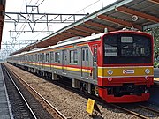 8-car 205 series set 44 (formerly JR East Musashino Line set M3, also formerly operated in Yamanote Line from 1986 to 2003), May 2018. Trial run former JR East 205 series Musashino line number 205-44F.jpg