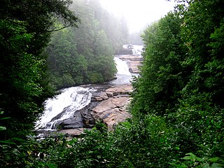Triple Falls (DuPont State Forest) Waterfall in Transylvania County, in the Blue Ridge Mountains of North Carolina