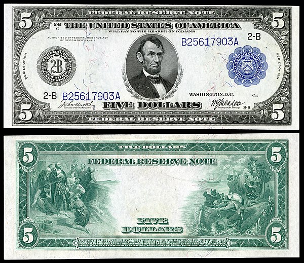 Image: US $5 FRN 1914 Fr 848