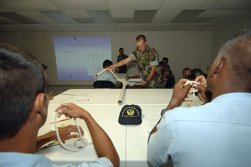 File:US Navy 070604-N-0989H-002 Guatemalan sailors and officer cadets practice tying knots during small boat operations subject matter exchanges aboard High Speed Vessel (HSV) 2 Swift.jpg