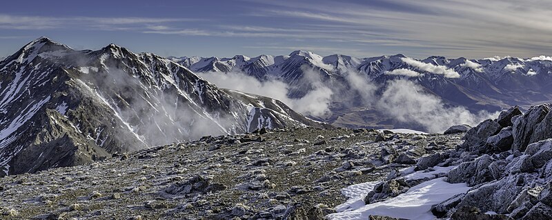 File:View to Castle Hill Peak from Red Peak, Torlesse Range, New Zealand.jpg