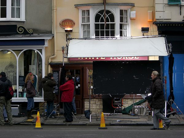 Filming at the White Horse pub, Oxford, 22 March 2007.