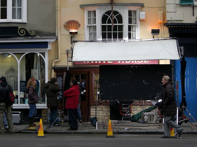 Filming at the White Horse pub, Oxford, 22 March 2007.