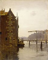 Pakhuizen aan een Amsterdamse gracht op Uilenburg (1911), olieverf op doek, Rijksmuseum Amsterdam