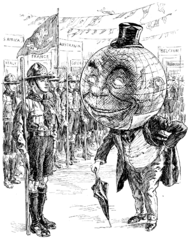 Cartoon of globe anthropomorphized as human.