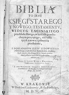 Jakub Wujek Bible 16th-century Catholic translation of the Bible into Polish by Jakub Wujek