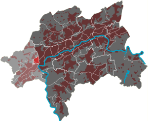 Lage des Quartiers Industriestraße im Stadtbezirk Vohwinkel