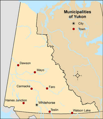 Distribution of Yukon's eight municipalities by type Yukon municipalities.png