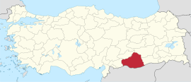 शानलुर्फा प्रांतचे तुर्कस्तान देशाच्या नकाशातील स्थान