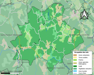 Barevná mapa znázorňující využití půdy.