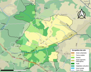 Barevná mapa znázorňující využití půdy.