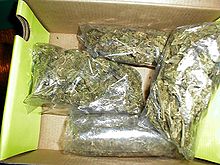 Four ounces (110 g) of cannabis 4 ounces of marijuana.JPG