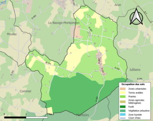 Barevná mapa znázorňující využití půdy.