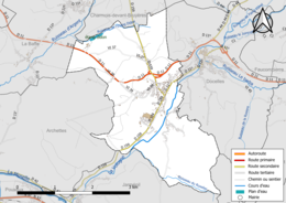 Réseaux hydrographique et routier de Cheniménil.